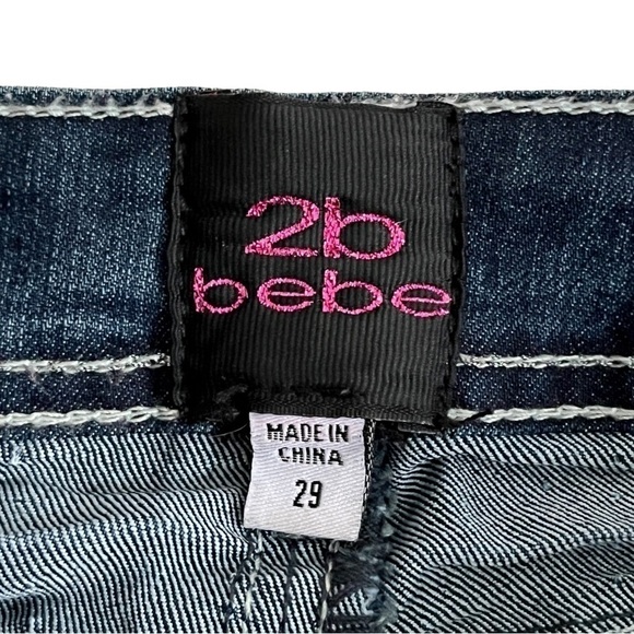 BEBE Embroidered Rhinestone Embellished Skinny Jeans - Picture 7 of 14